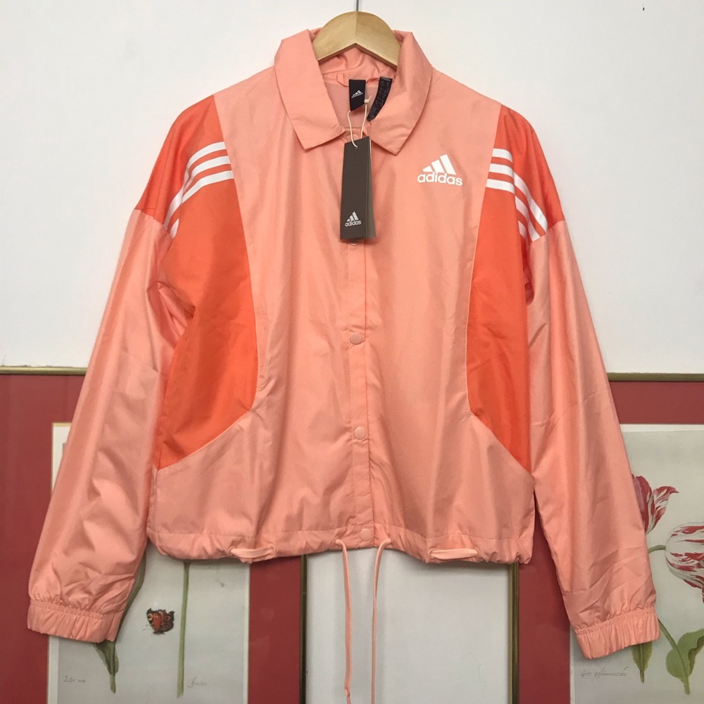 NWT M Adidas Coach Trefoil Track Jacket Pink White